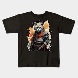 Japanese Warrior Cat Kids T-Shirt
